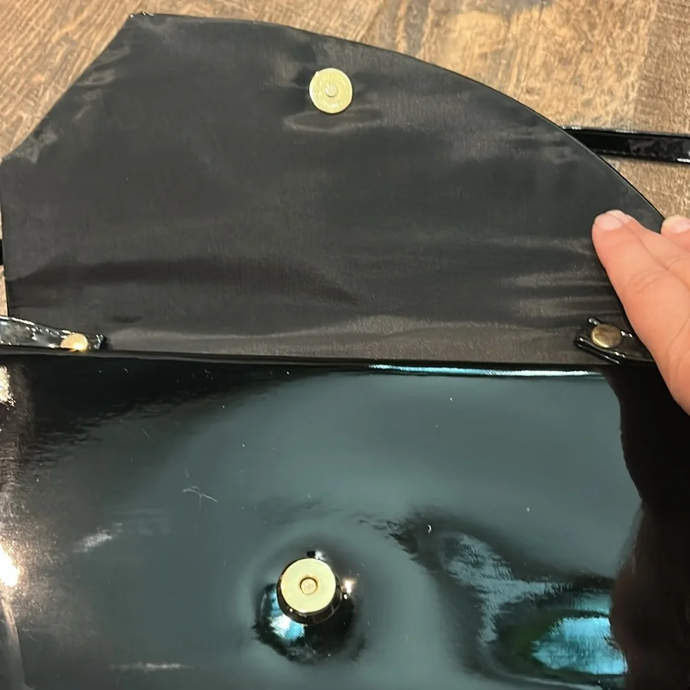 La Regale faux patent‎ black leather shoulder bag /clutch Vintage